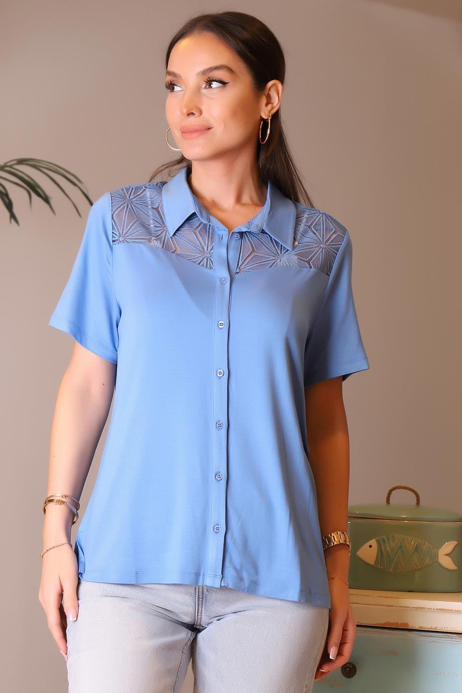 CAMELİA040-2Y4 ELLA CAMELIA BLUZMAVİ