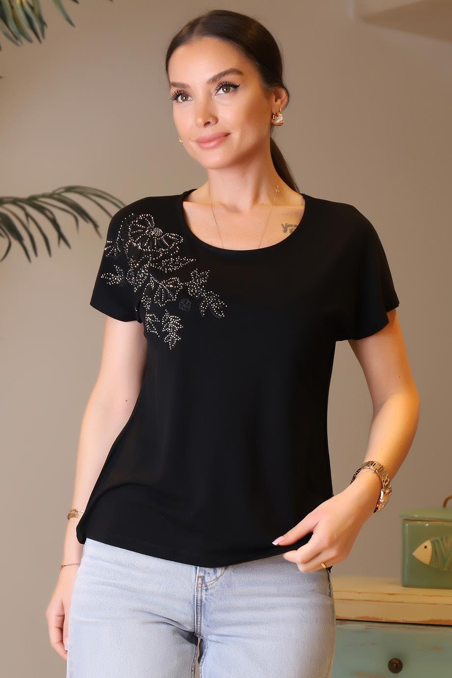 CAMELİA044-2Y4 ELLA CAMELIA BLUZSİYAH