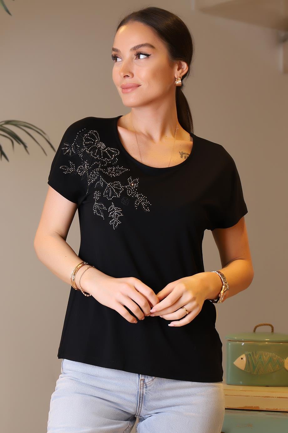 CAMELİA044-2Y4 ELLA CAMELIA BLUZSİYAH