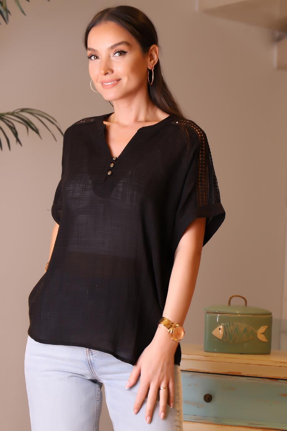 CAMELİA063-2Y4 ELLA CAMELIA BLUZSİYAH