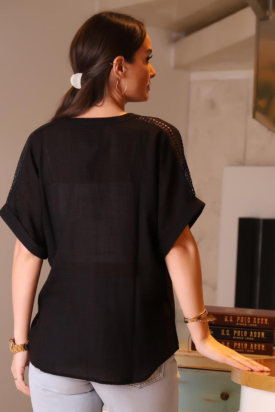 CAMELİA063-2Y4 ELLA CAMELIA BLUZSİYAH