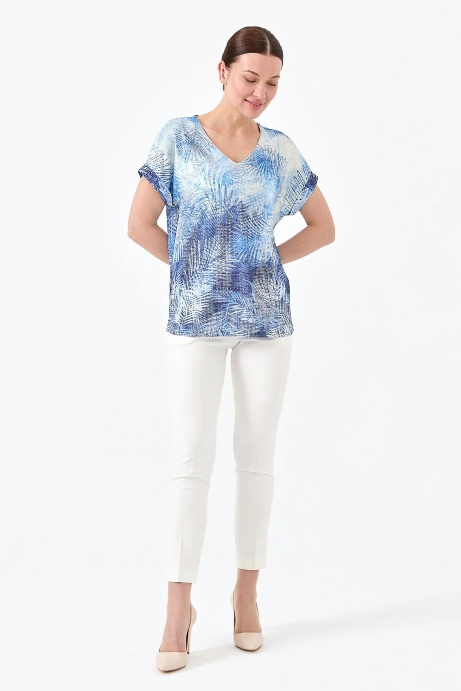 DESEN23460-2Y4 DESEN BLUZMAVİ