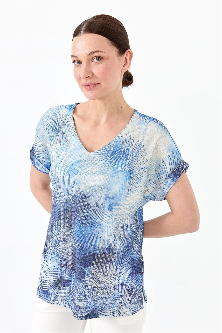 DESEN23460-2Y4 DESEN BLUZMAVİ