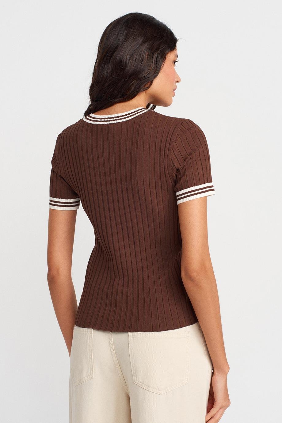 DİLVİN10765-2Y5 DİLVİN BLUZKAHVE KREM