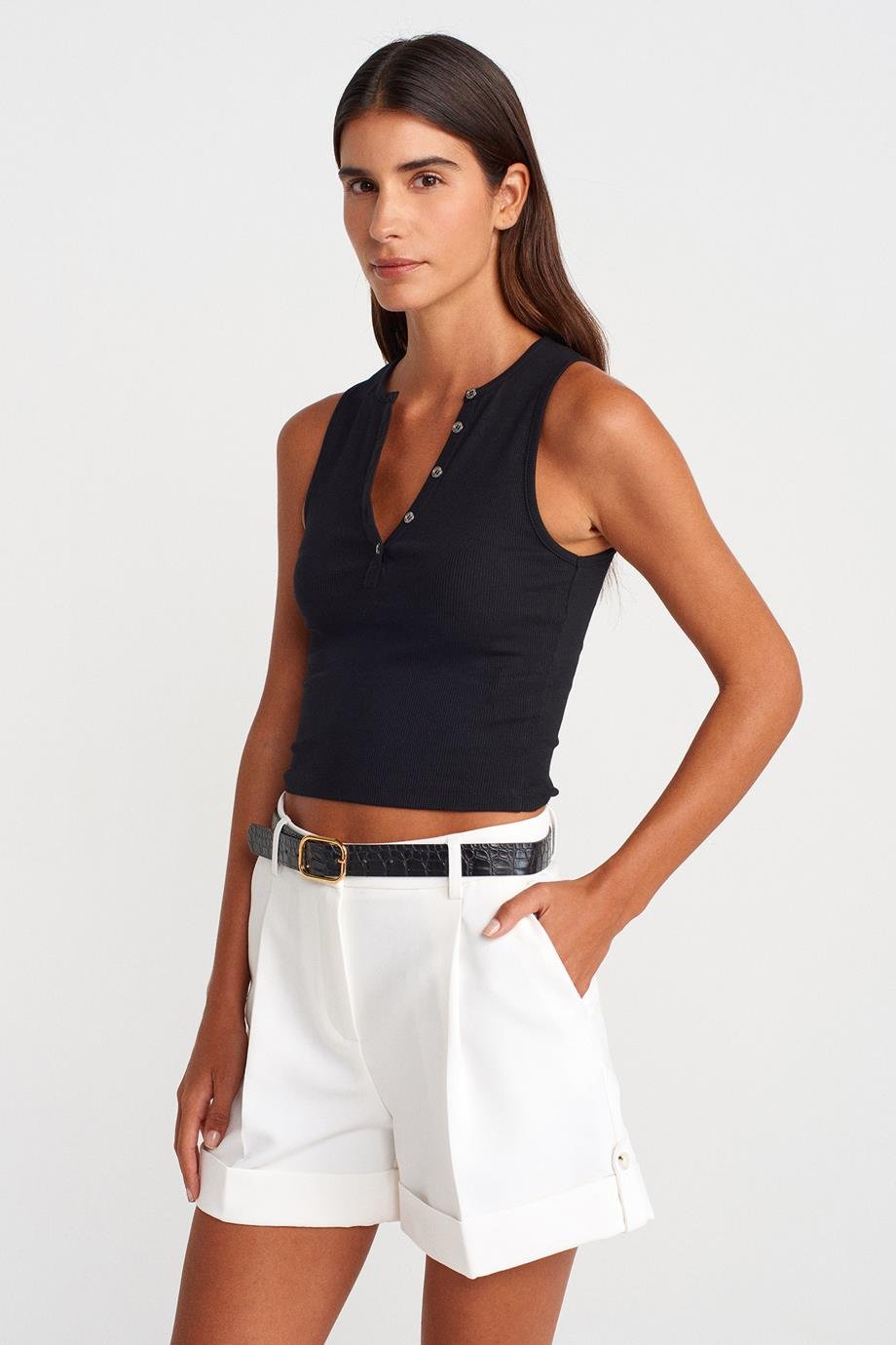 DİLVİN21005-2Y5 DİLVİN CROPSİYAH