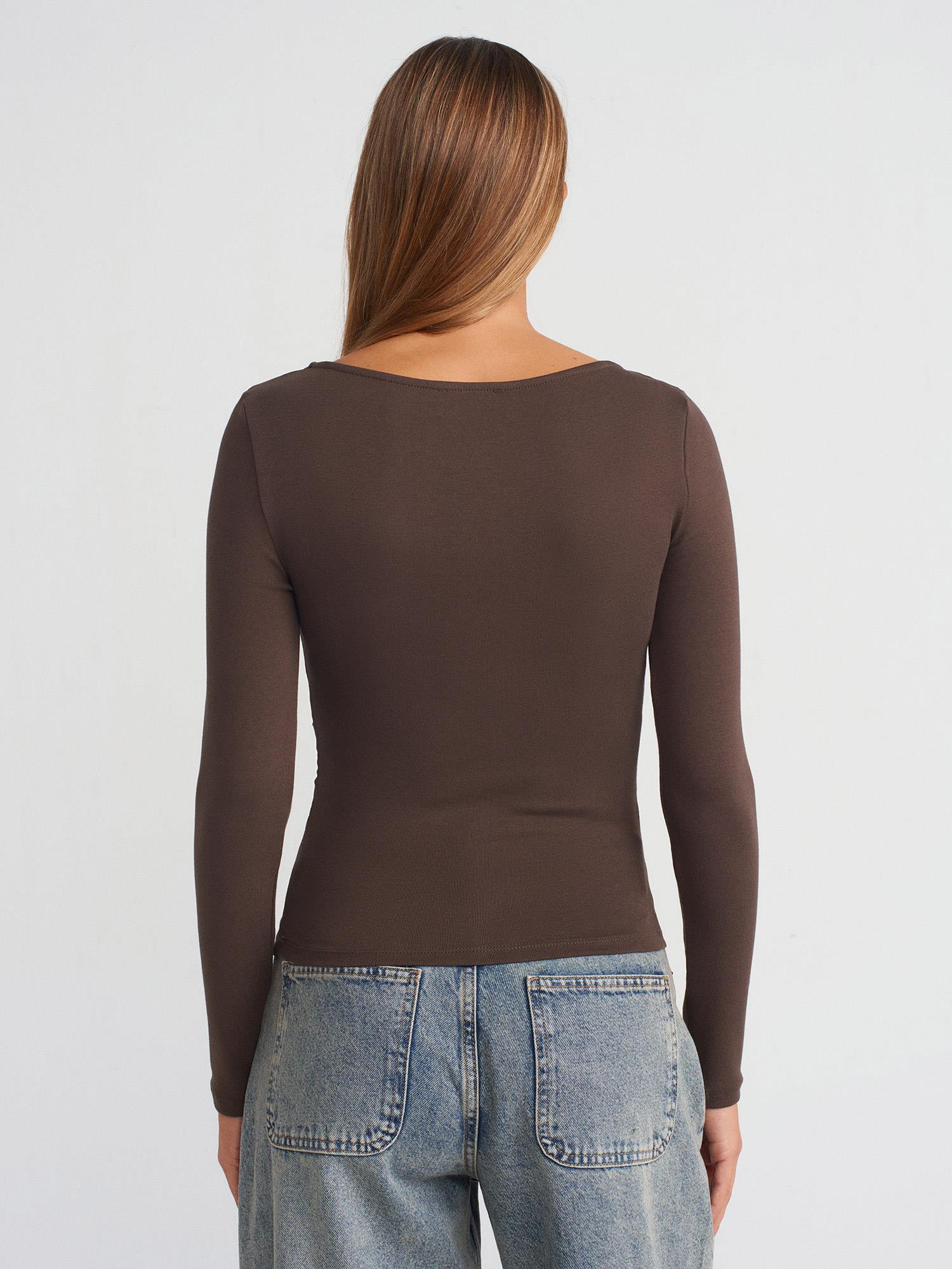 DİLVİN31401-2K6 DİLVİN BLUZK.KAHVE