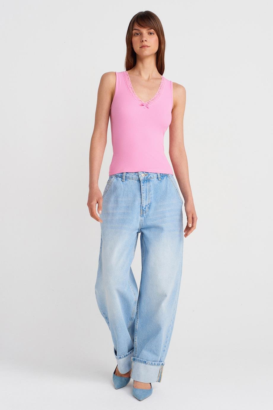 DİLVİN31778-2Y5 DİLVİN CROPPEMBE