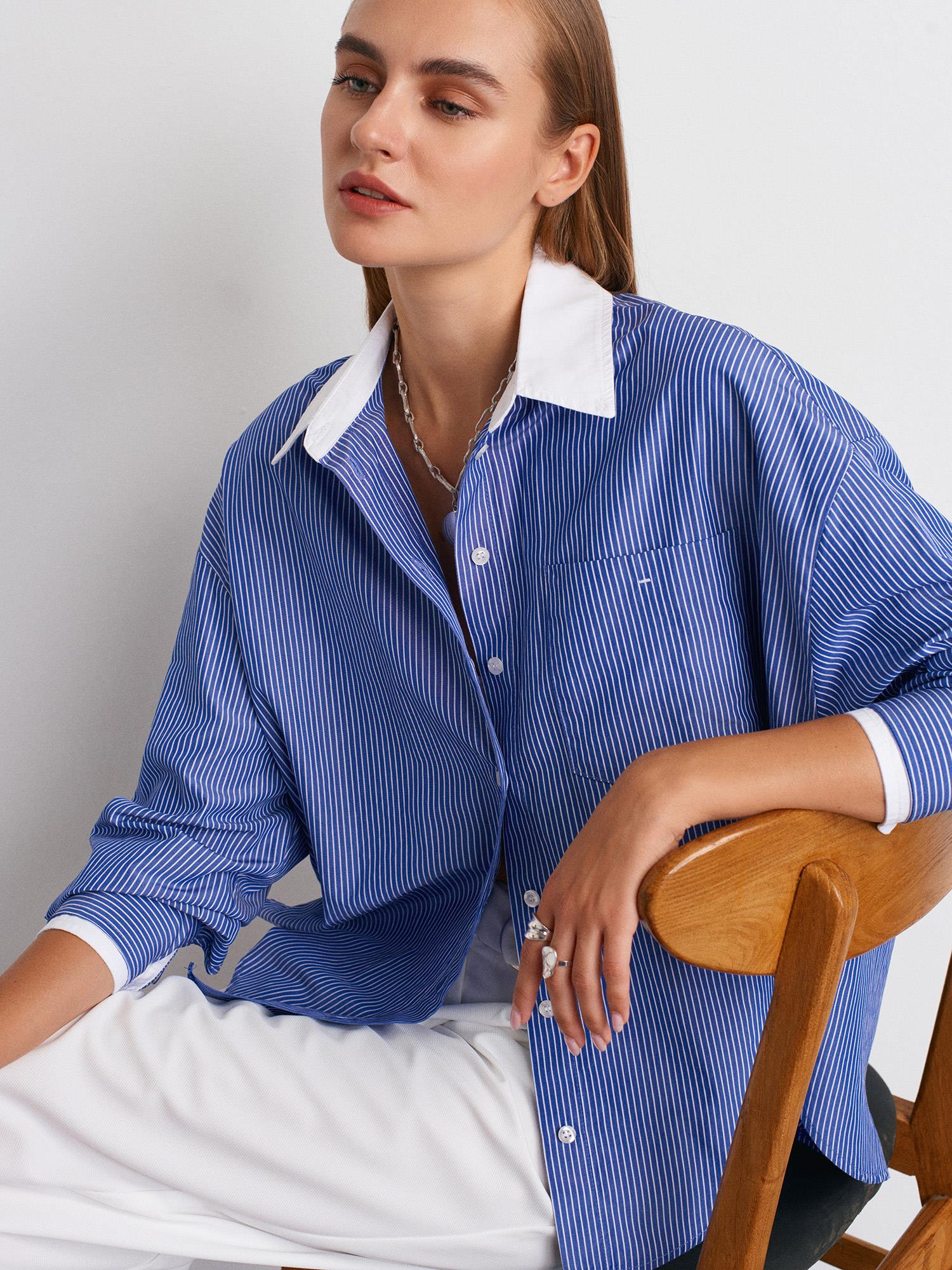 DİLVİN50527-2K6 DİLVİN GÖMLEKMAVİ