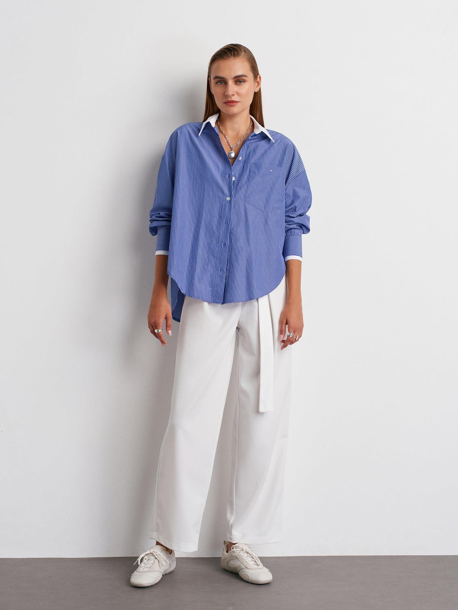 DİLVİN50527-2K6 DİLVİN GÖMLEKMAVİ