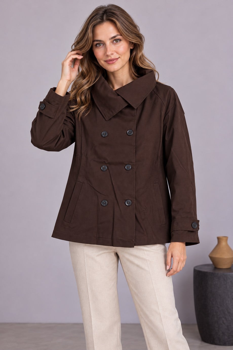 EFİL7761-2K7 EFİL TRENCH-KAHVE