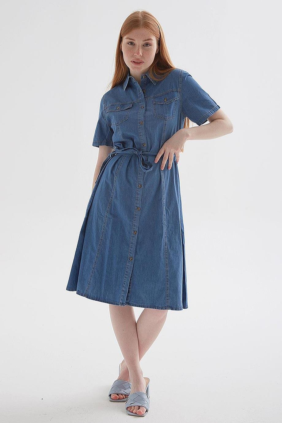 FASHİON FRİENDS0108-2Y5  F.FRIENDS ELBİSEMAVİ