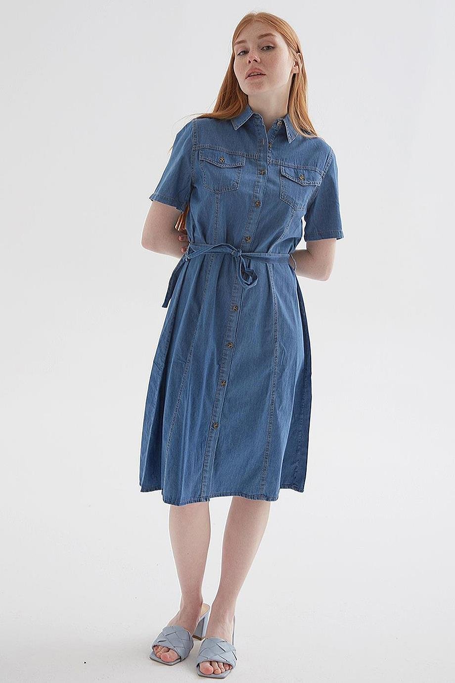 FASHİON FRİENDS0108-2Y5  F.FRIENDS ELBİSEMAVİ