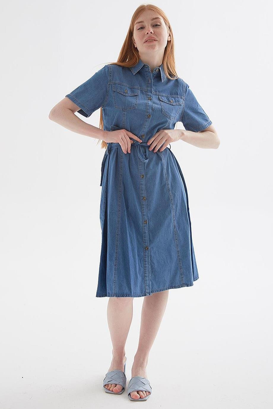 FASHİON FRİENDS0108-2Y5  F.FRIENDS ELBİSEMAVİ