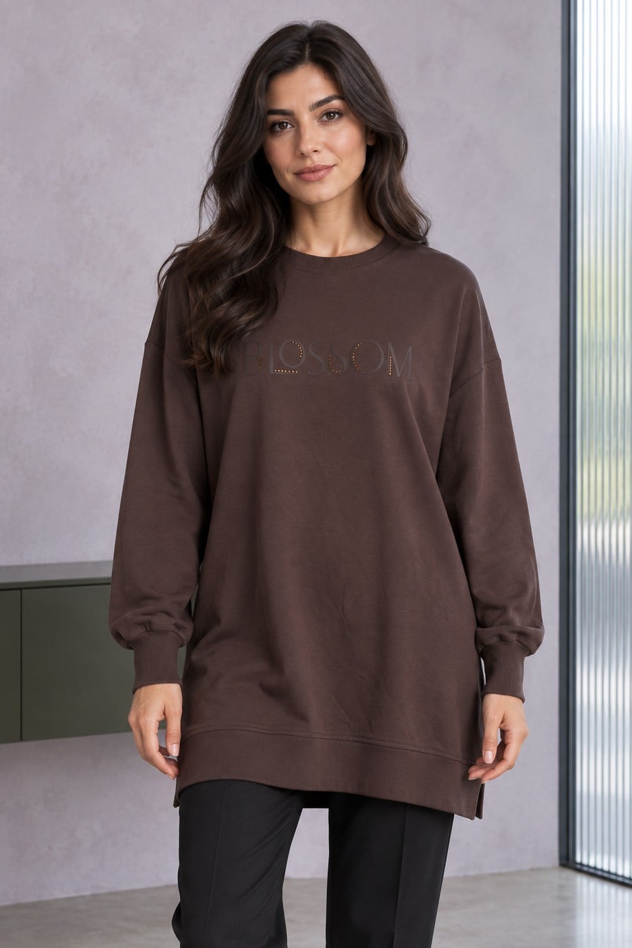 İKOLLKadın Kahve Sweatshirt 38107-2K7