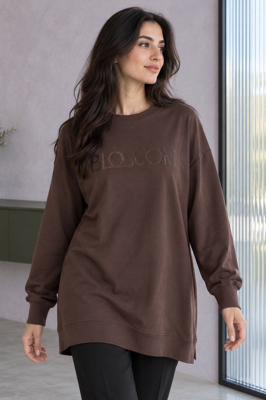 İKOLLKadın Kahve Sweatshirt 38107-2K7