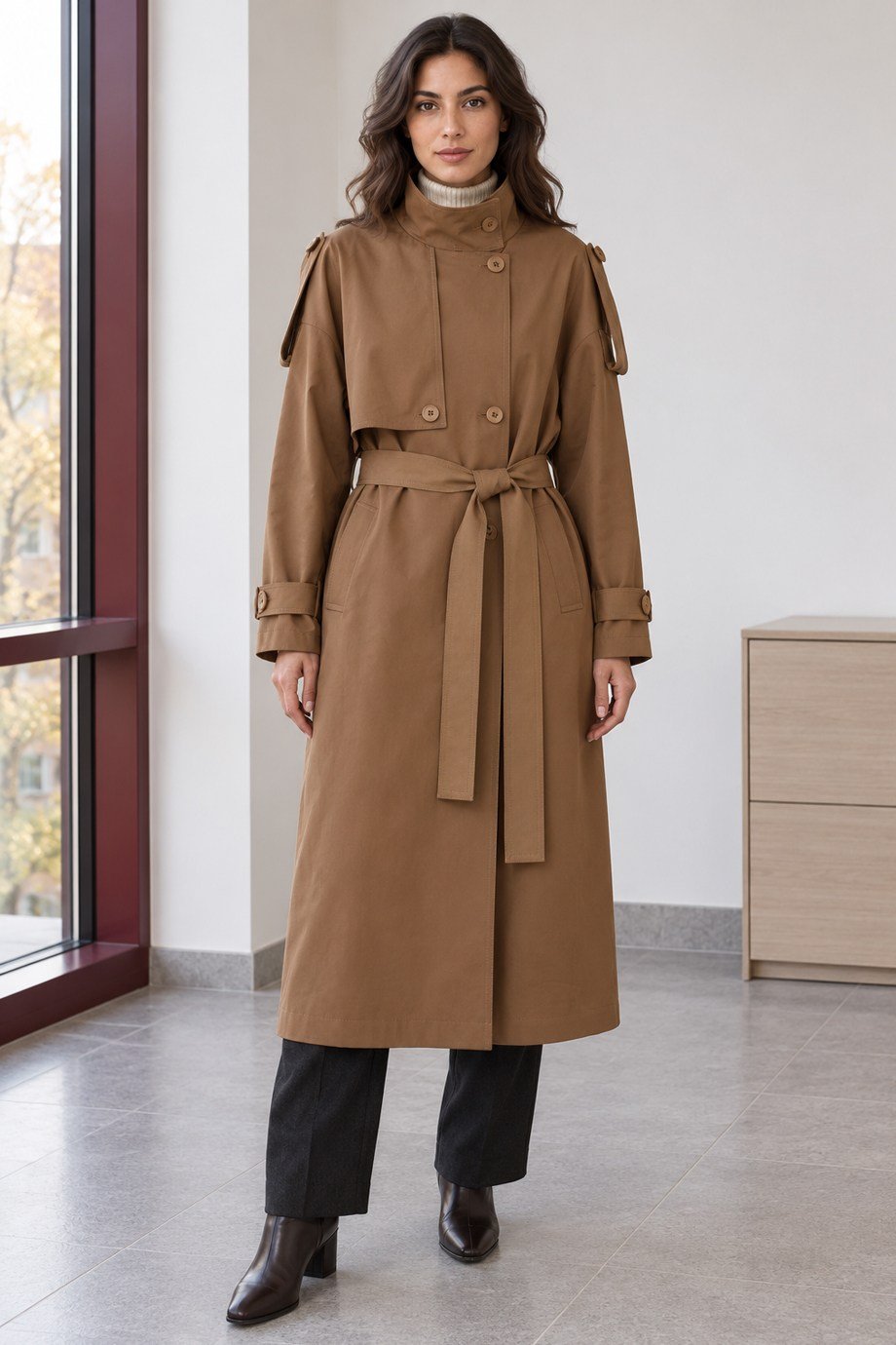 İKOLLKadın Koyu Camel Trençkot 37806-2K7