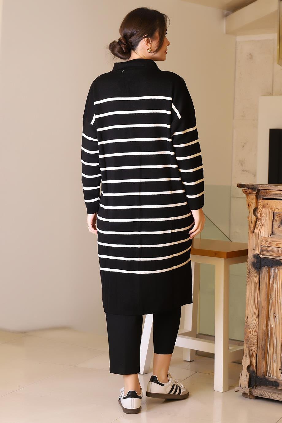 IND ZENTONİ 2K55172-2K5 ZENTONİ ELBİSE+SİYAH EKRU