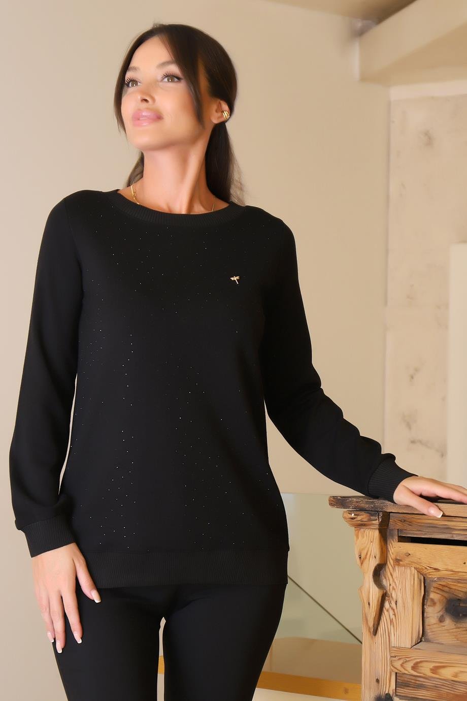 İNDİGO9847-2K6 İNDİGO BLUZSİYAH