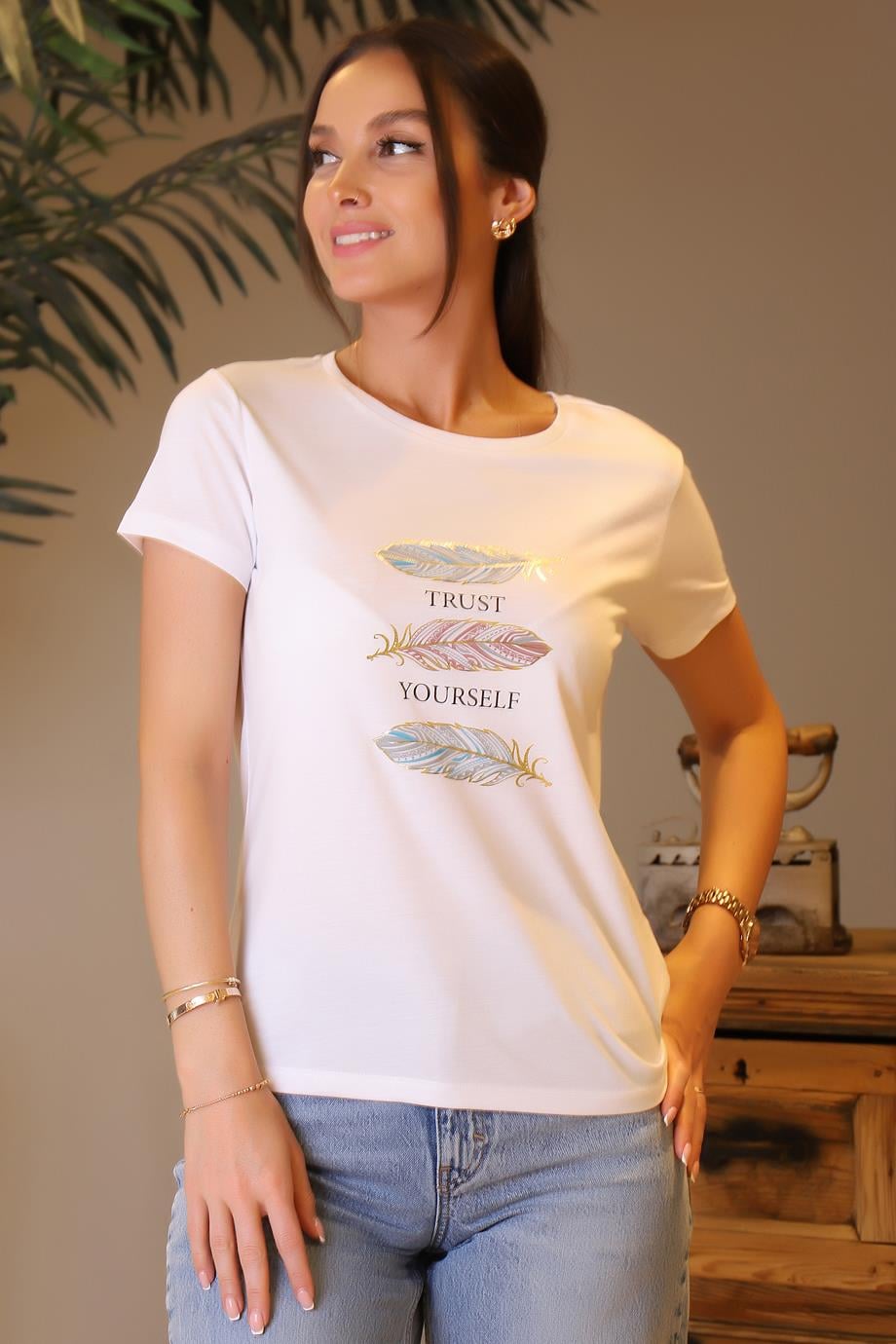 KOTON4SAK50365EK-2Y4 KOTON T-SHIRTKIRIK BEYAZ