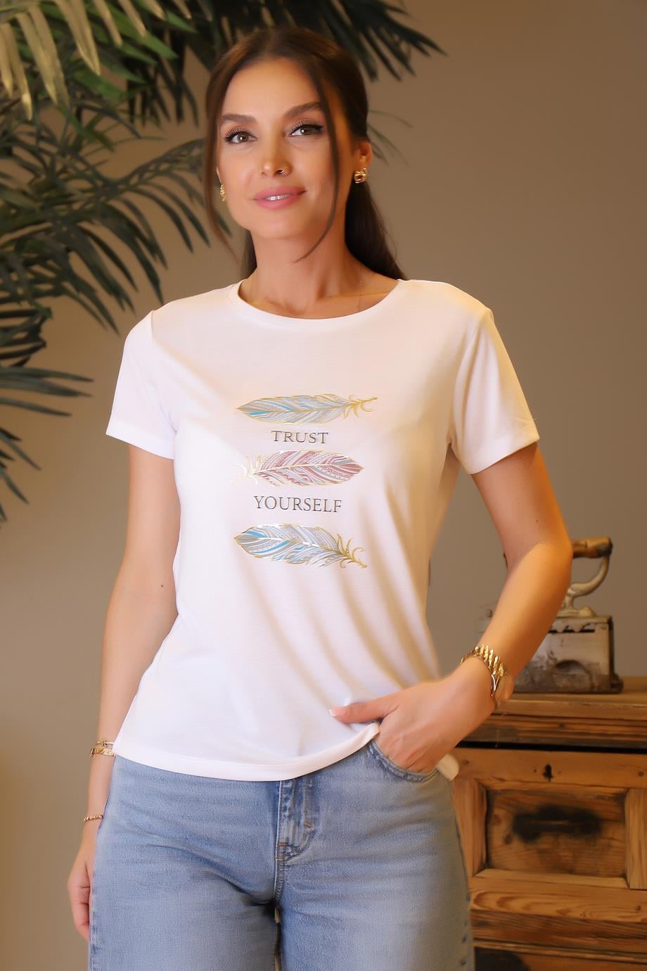 KOTON4SAK50365EK-2Y4 KOTON T-SHIRTKIRIK BEYAZ