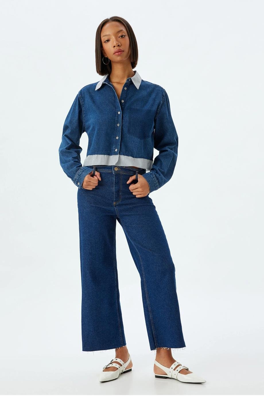 KOTON5WAL60017MD-2K5 KOTON GÖMLEKKOYU İNDİGO