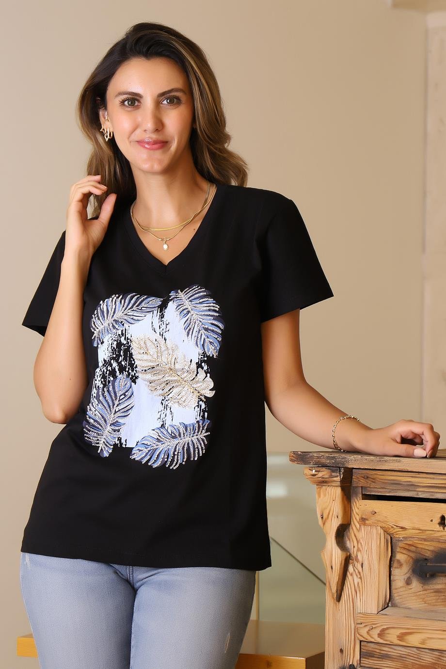 LADERRA112-2Y5 LADERRA T-SHIRTSİYAH