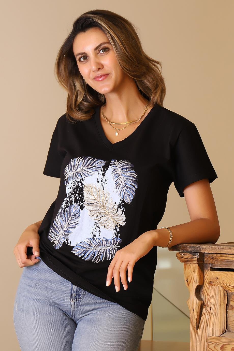 LADERRA112-2Y5 LADERRA T-SHIRTSİYAH