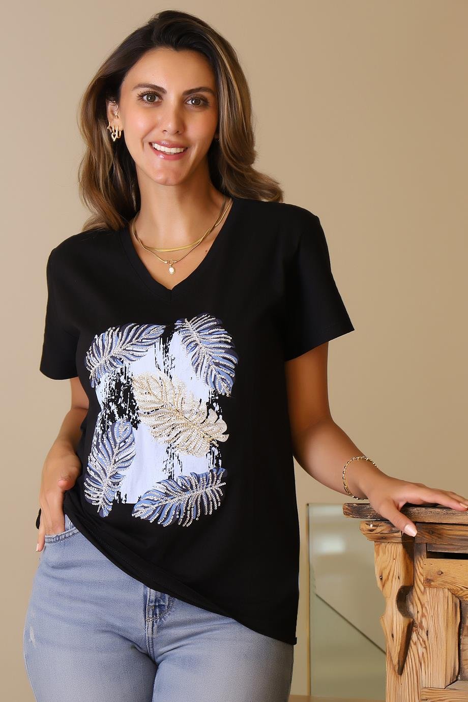 LADERRA112-2Y5 LADERRA T-SHIRTSİYAH