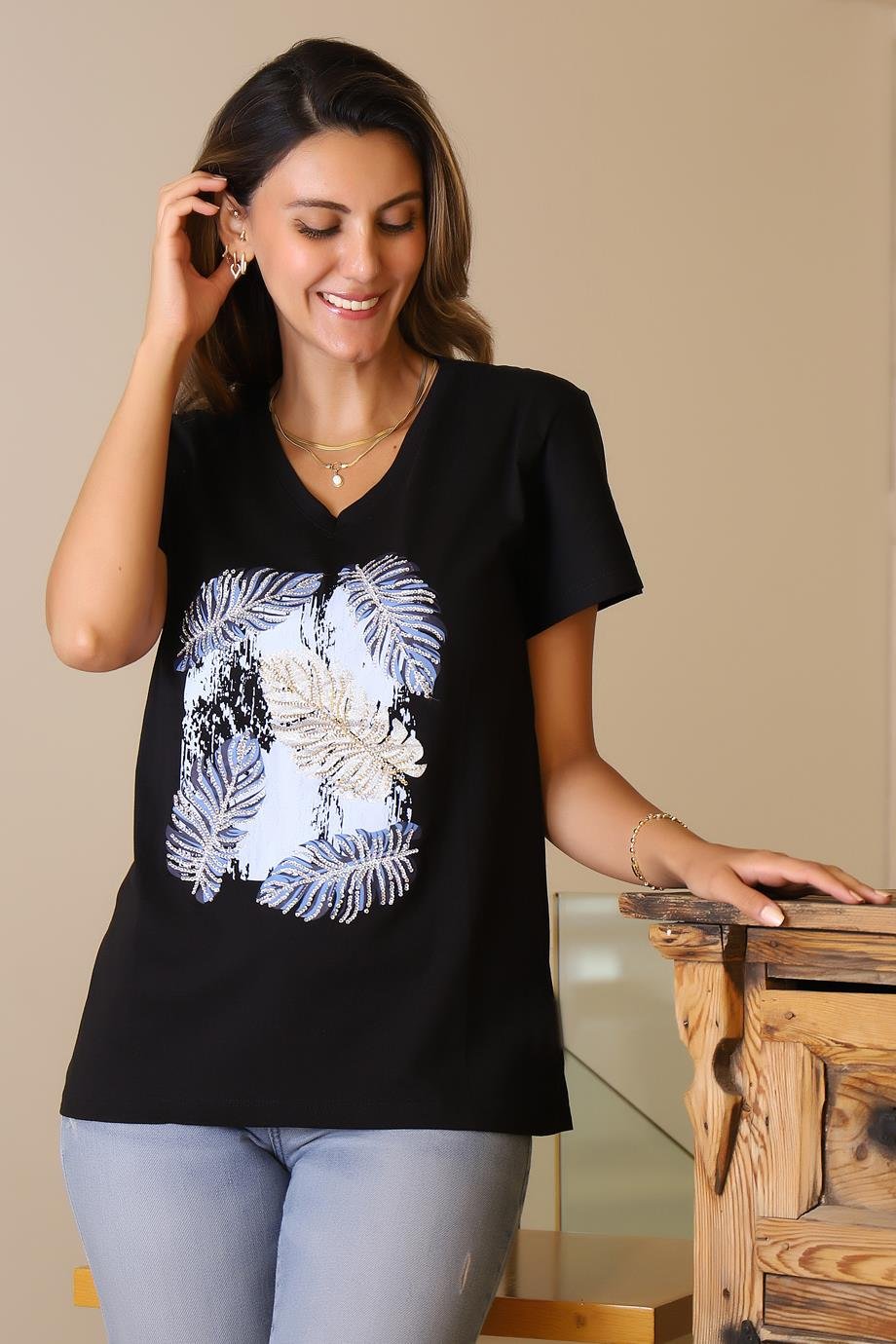 LADERRA112-2Y5 LADERRA T-SHIRTSİYAH