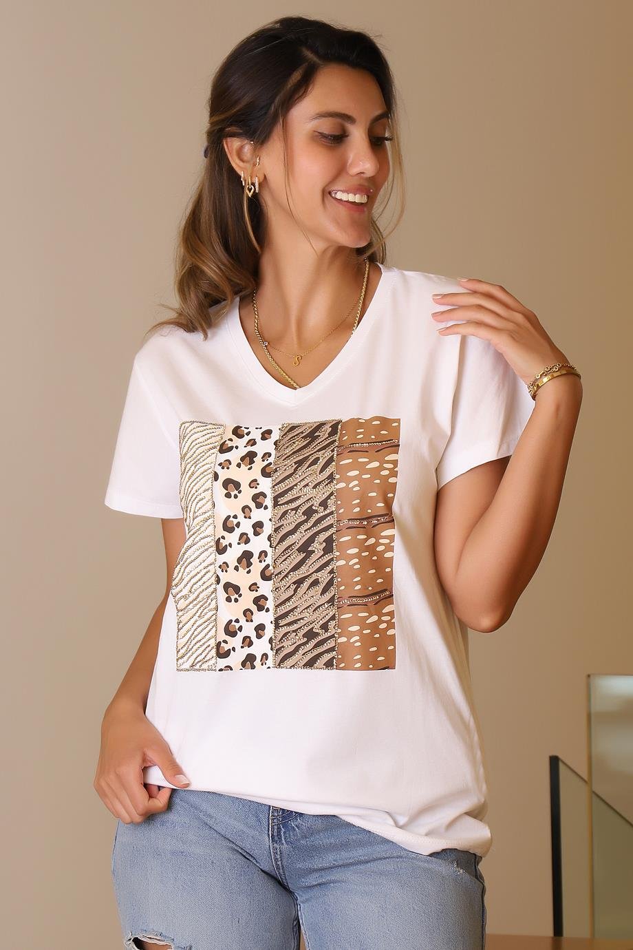 LADERRA1221-2Y5 LADERRA T-SHIRTBEYAZ