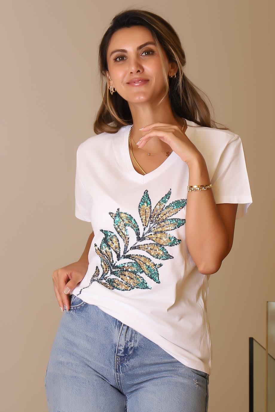 LADERRA123-2Y5 LADERRA T-SHIRTBEYAZ