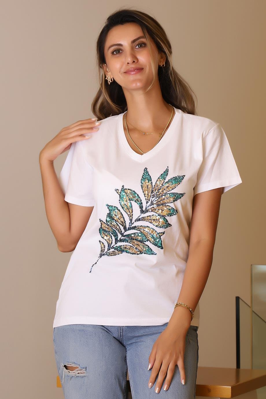 LADERRA123-2Y5 LADERRA T-SHIRTBEYAZ