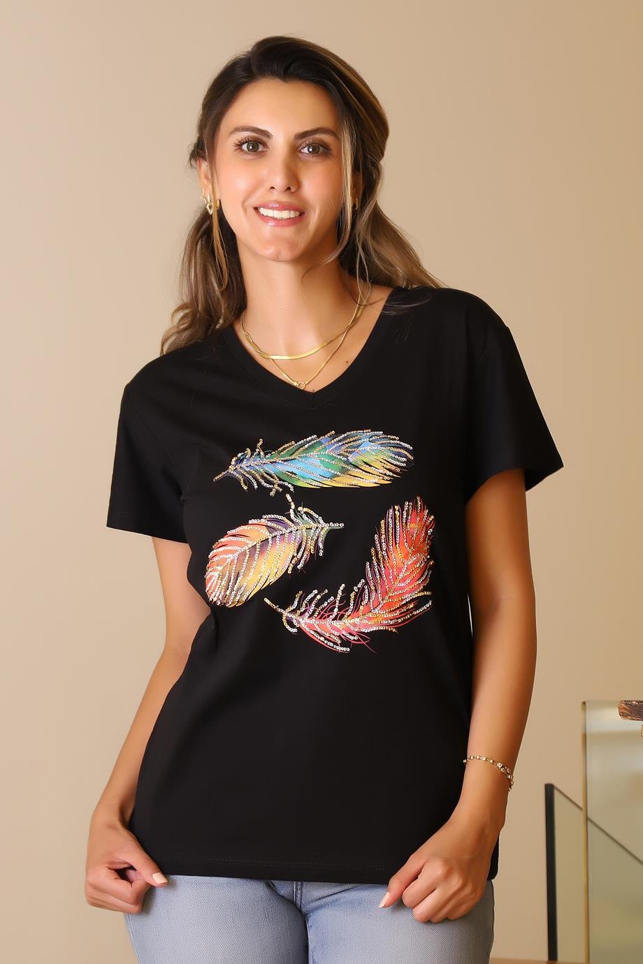 LADERRA126-2Y5 LADERRA T-SHIRTSİYAH