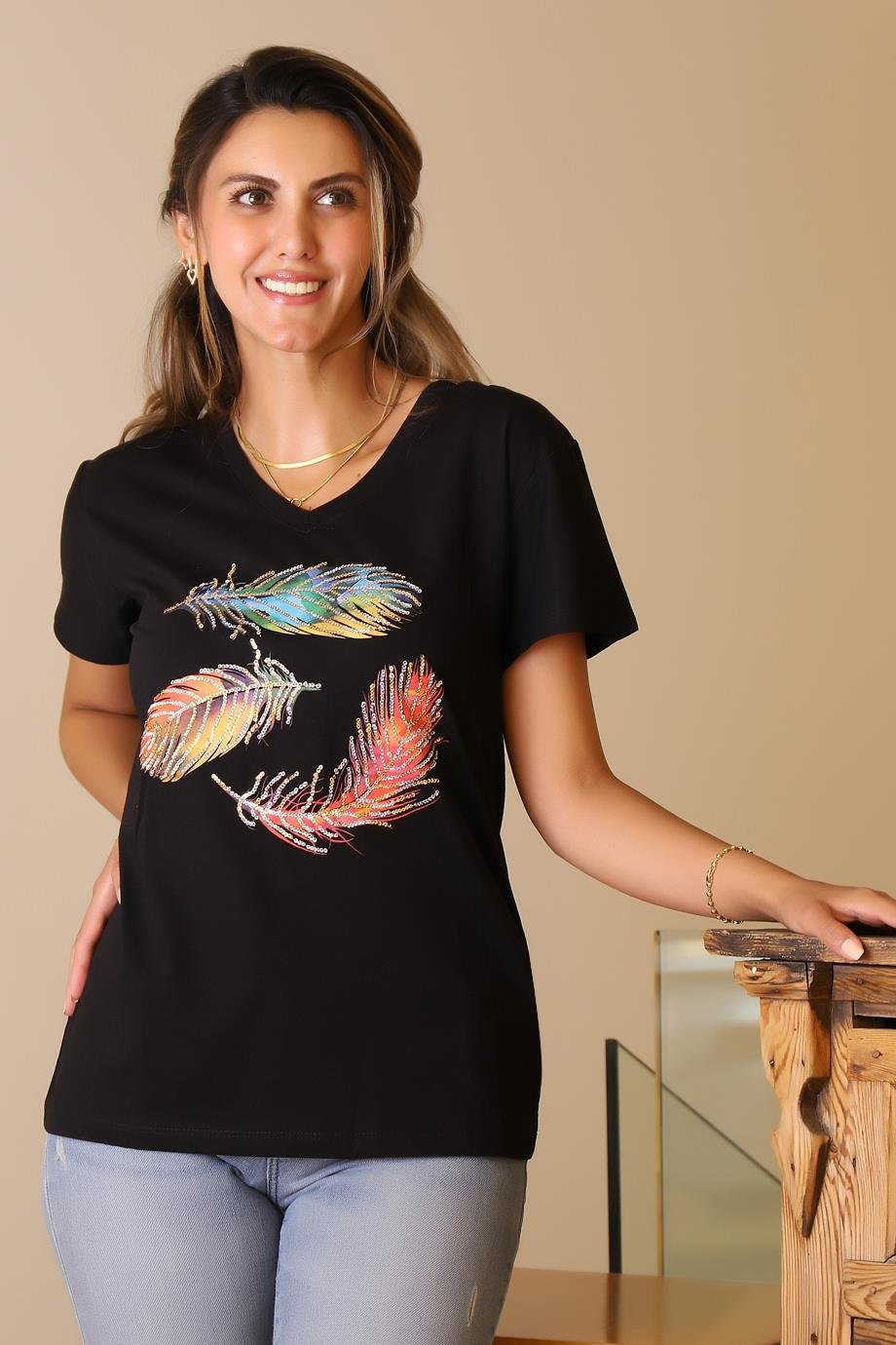 LADERRA126-2Y5 LADERRA T-SHIRTSİYAH