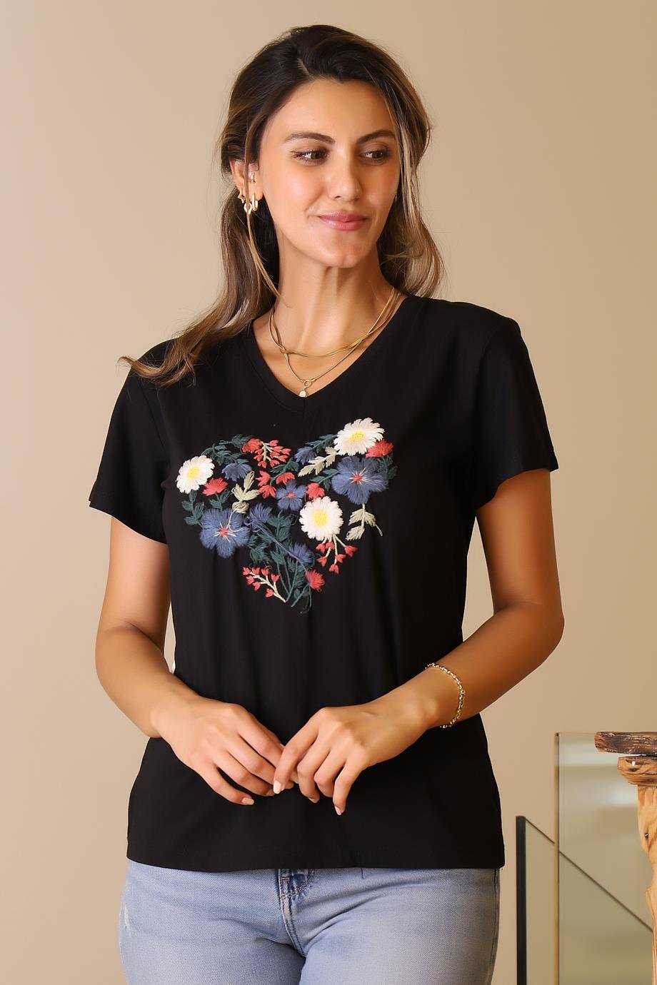 LADERRA127-2Y5 LADERRA T-SHIRTSİYAH