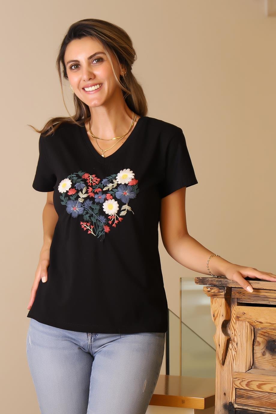 LADERRA127-2Y5 LADERRA T-SHIRTSİYAH