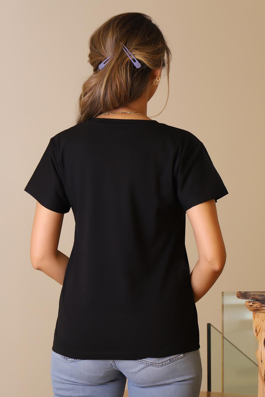 LADERRA127-2Y5 LADERRA T-SHIRTSİYAH