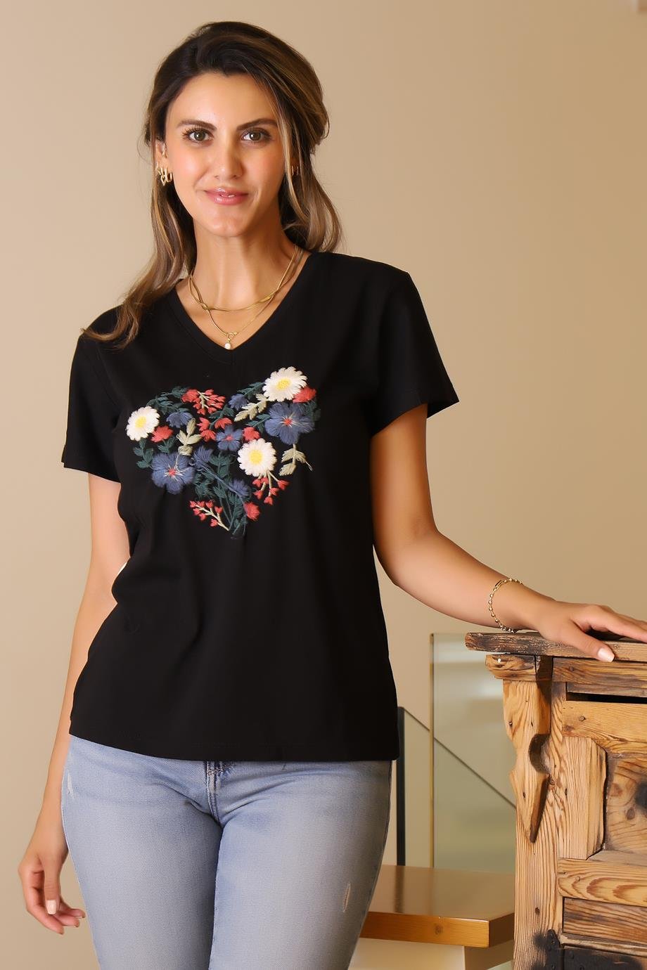 LADERRA127-2Y5 LADERRA T-SHIRTSİYAH