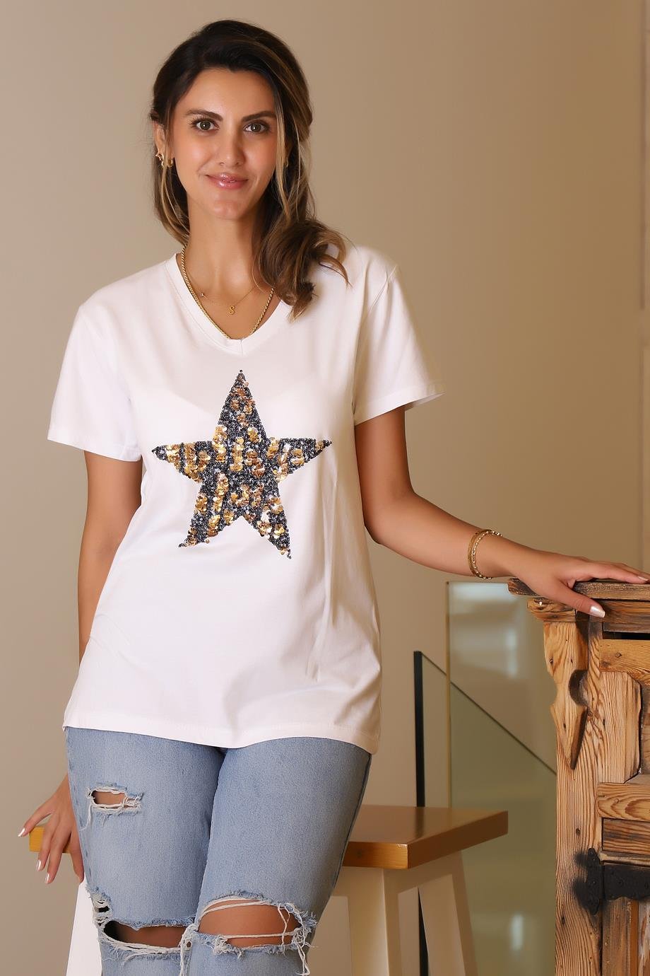 LADERRA135-2Y5 LADERRA T-SHIRTBEYAZ