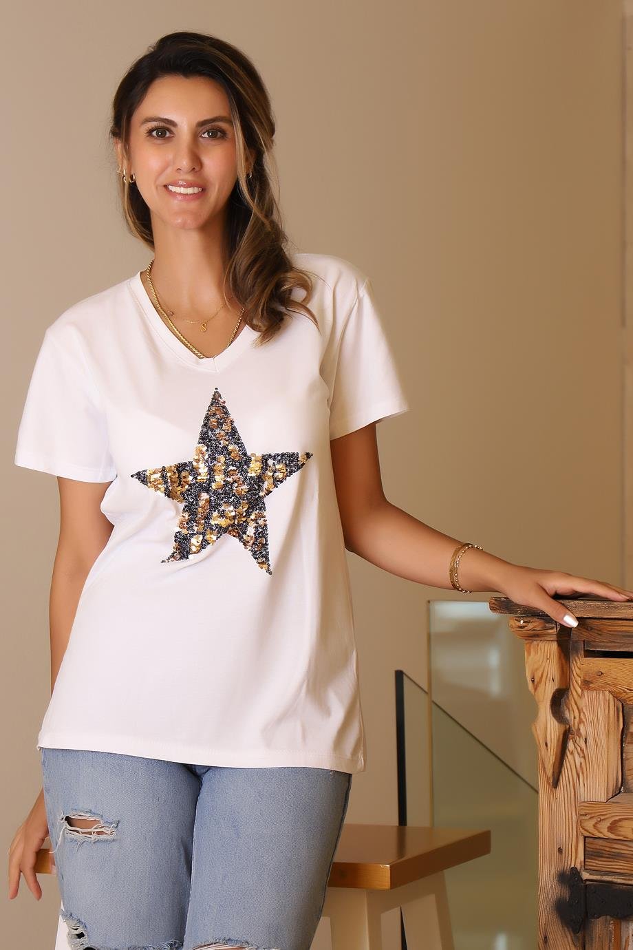 LADERRA135-2Y5 LADERRA T-SHIRTBEYAZ