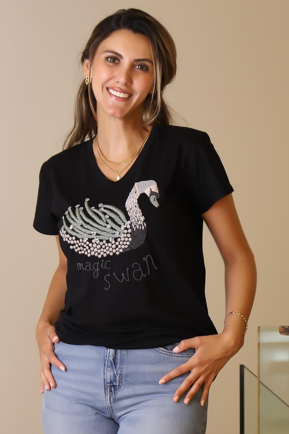 LADERRA136-2Y5 LADERRA T-SHIRTSİYAH