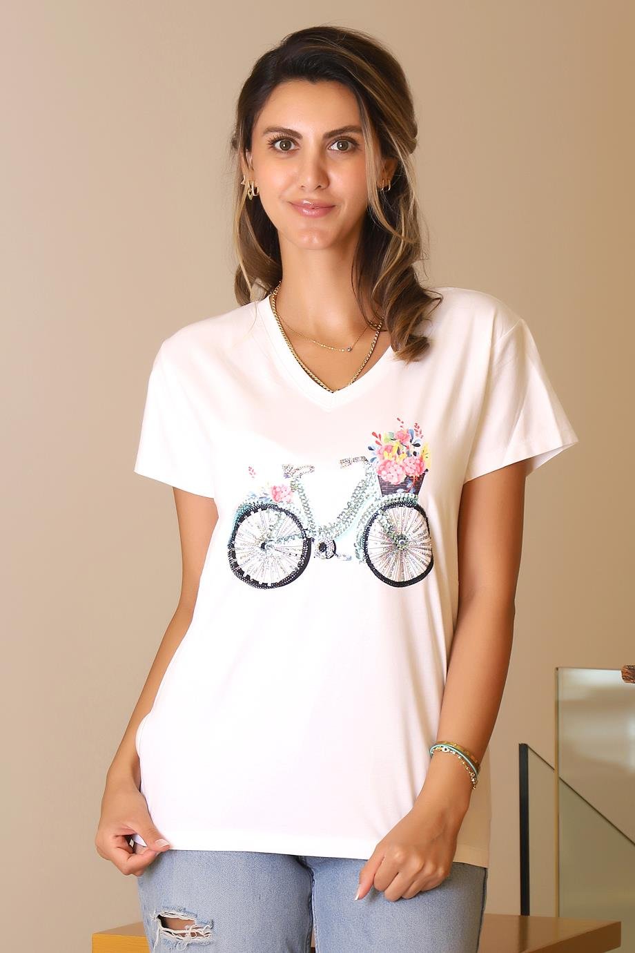 LADERRA27-2Y5 LADERRA TSHIRTBEYAZ