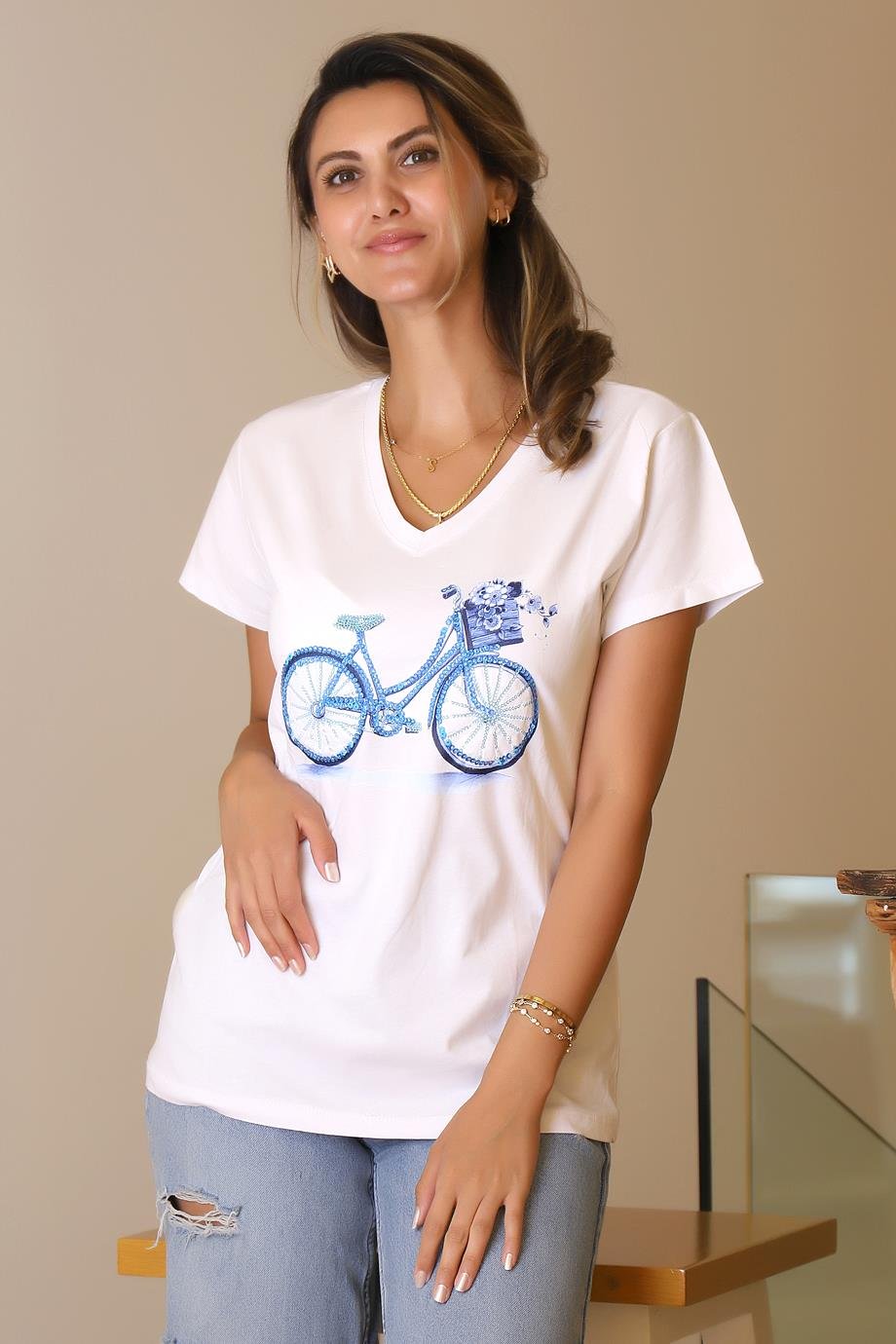 LADERRA34-2Y5 LADERRA TSHIRTBEYAZ