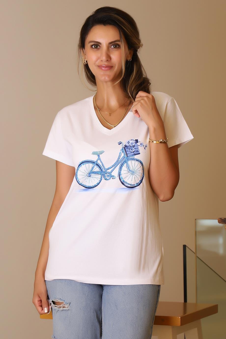 LADERRA34-2Y5 LADERRA TSHIRTBEYAZ