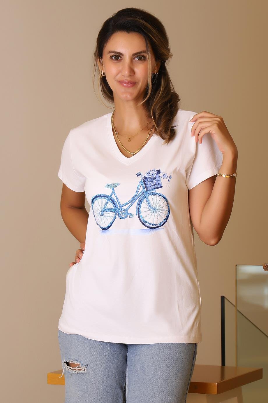 LADERRA34-2Y5 LADERRA TSHIRTBEYAZ