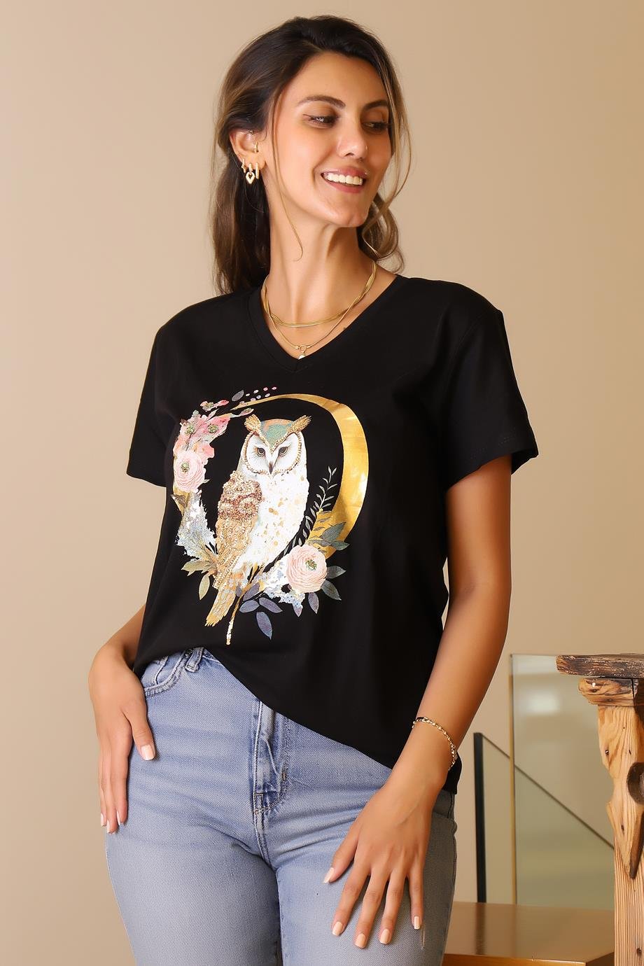 LADERRA40-2Y5 LADERRA T-SHIRTSİYAH