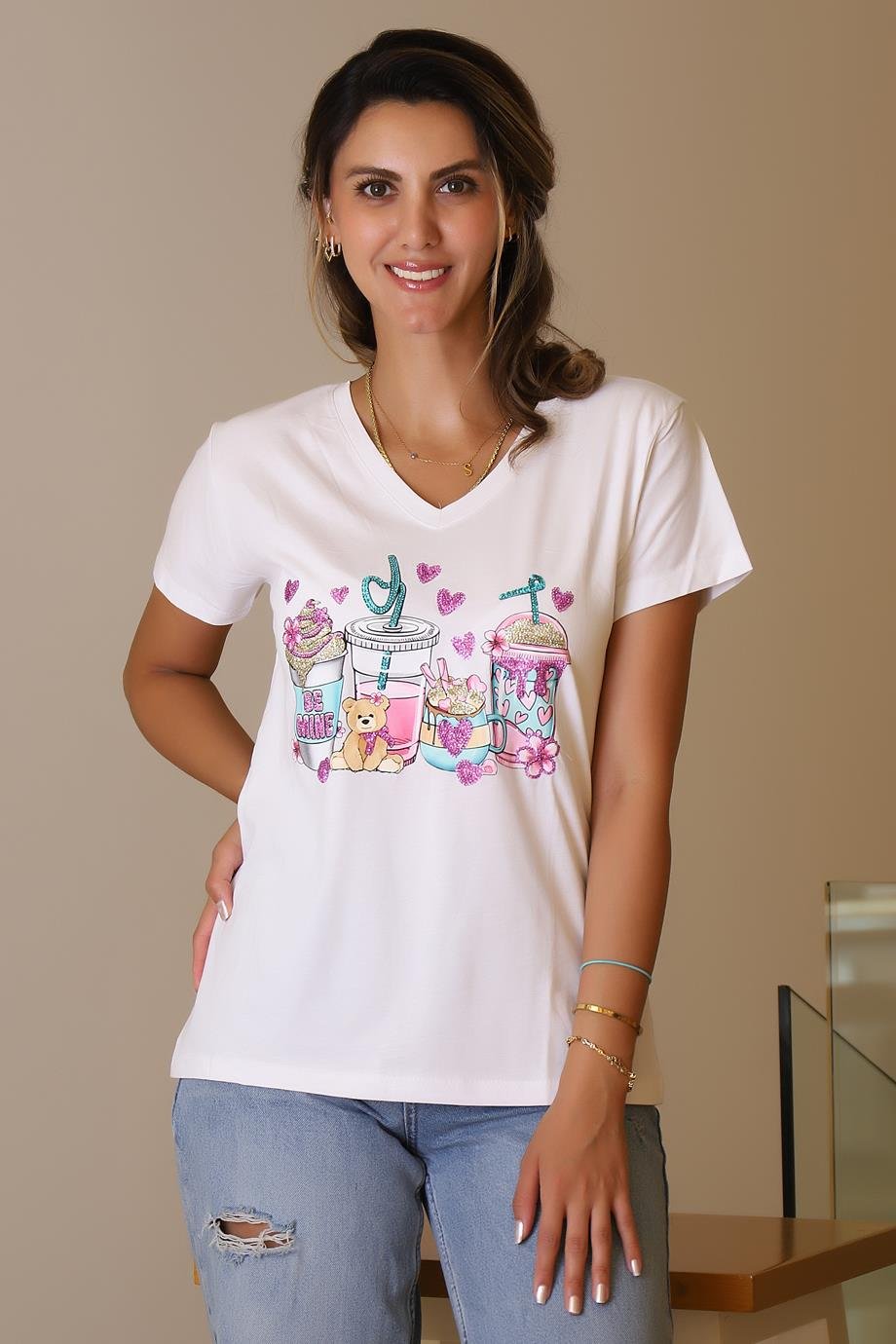 LADERRA42-2Y5 LADERRA T-SHIRTBEYAZ