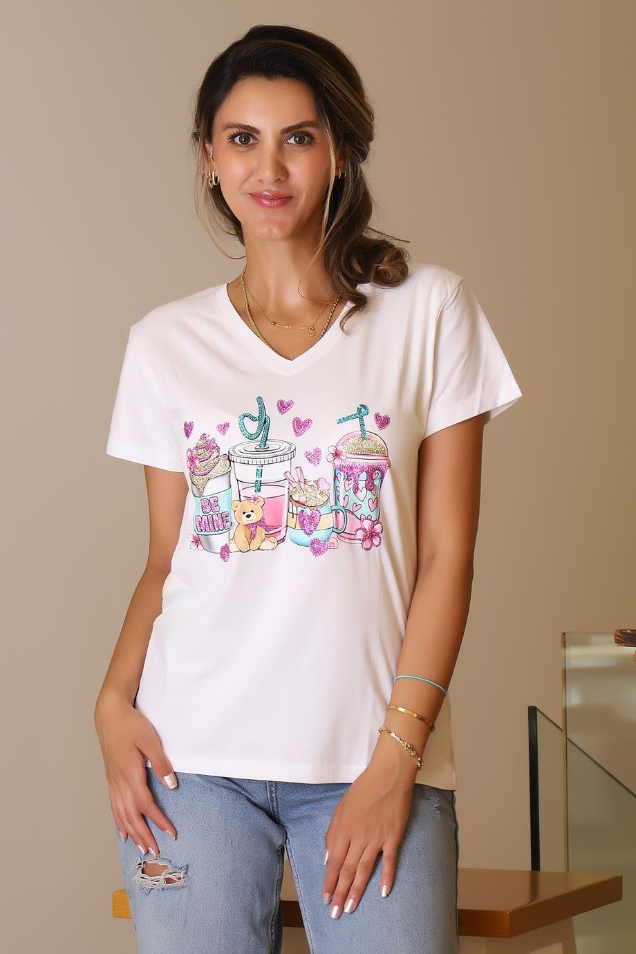 LADERRA42-2Y5 LADERRA T-SHIRTBEYAZ