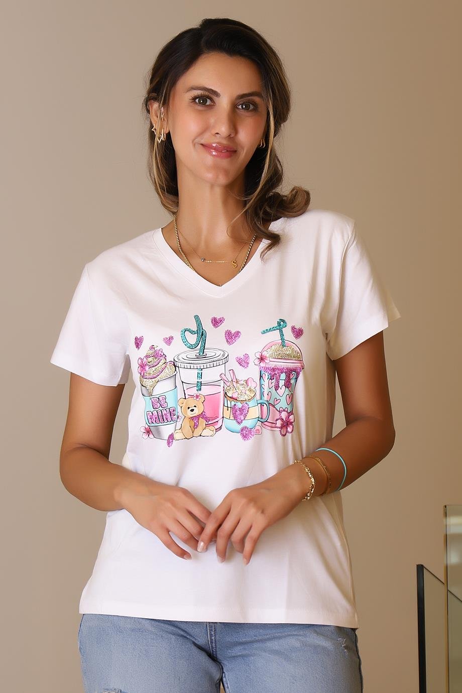 LADERRA42-2Y5 LADERRA T-SHIRTBEYAZ