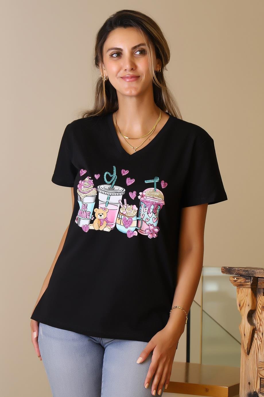 LADERRA42-2Y5 LADERRA T-SHIRTSİYAH